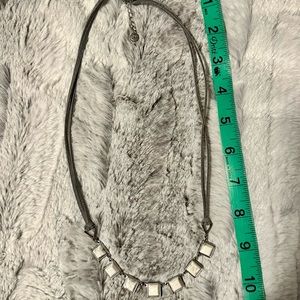 Loft white stone and suede statement necklace